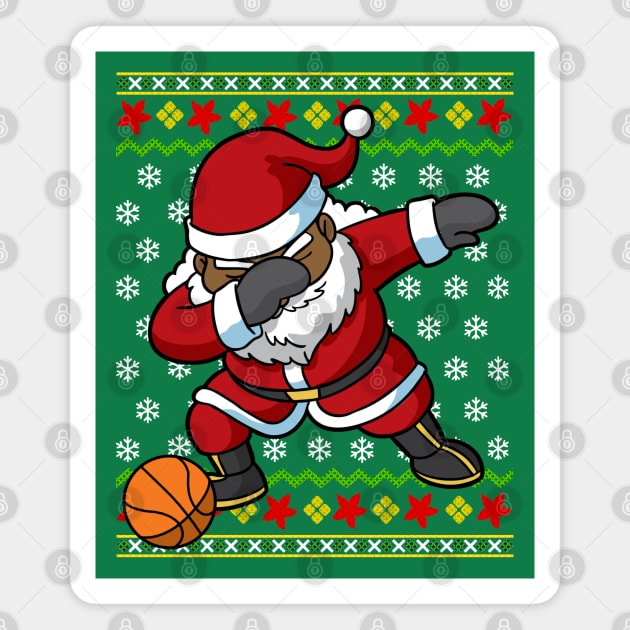 African American Black Santa Claus Dabbing Basketball Magnet by E